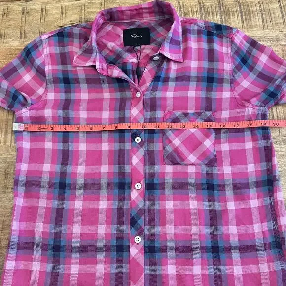 NWT Rails Womens Hunter Button Up Shirt S Magenta Stone Blue Plaid $188 Cabin - Picture 12 of 15
